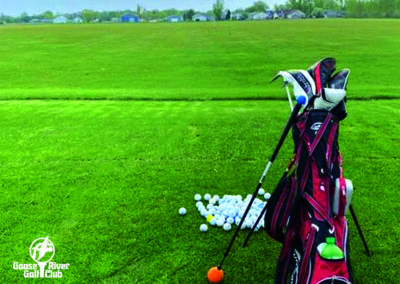 Golf Bag on the driving range at Goose River Golf Club