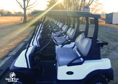 Golf Carts ready to go at Goose River Golf Club